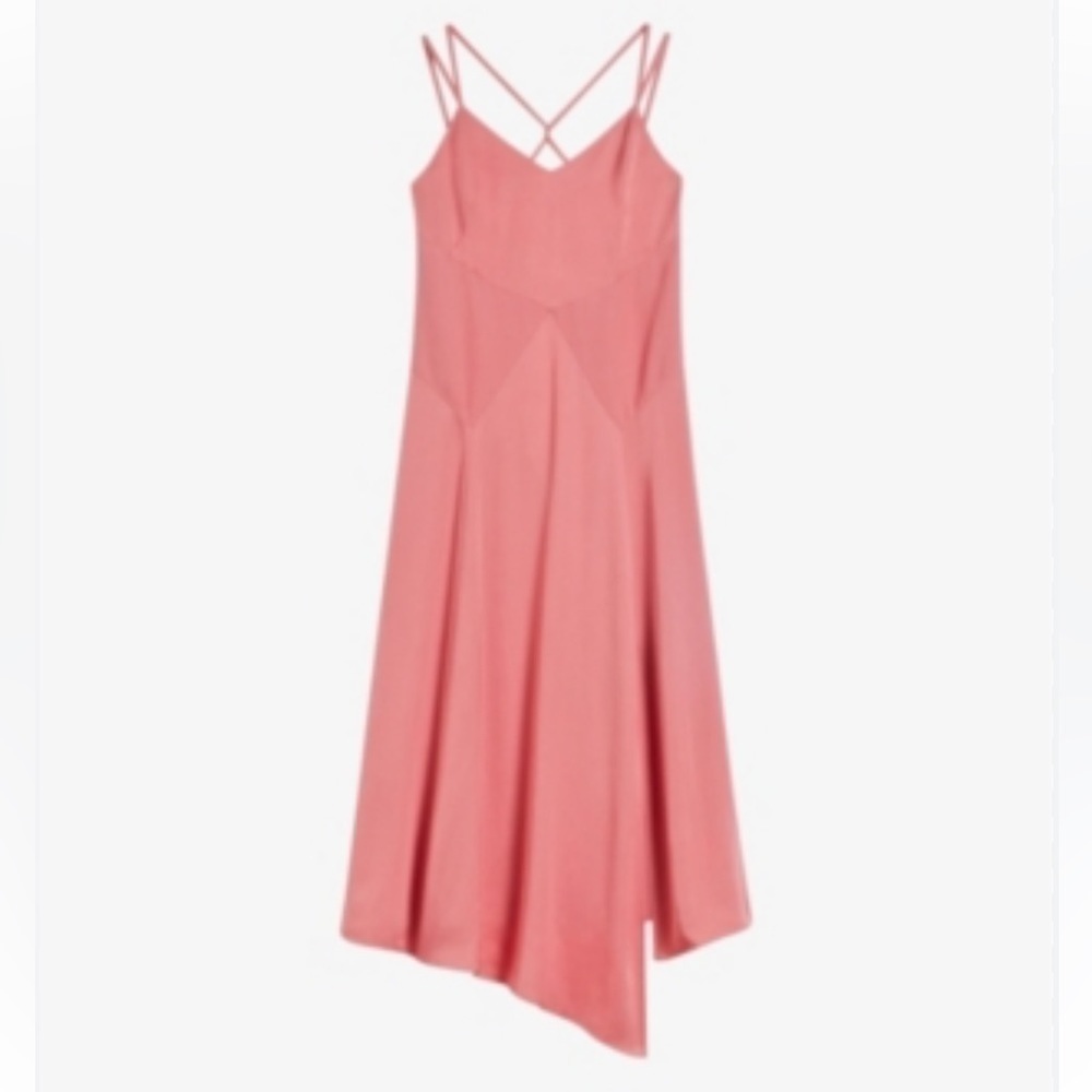 Ted Baker Odinne panel-detail woven asymmetric-hem slip dress Sz 1 - Picture 2 of 12